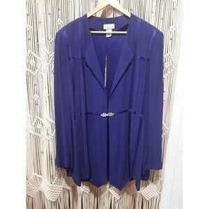 80s Vintage Gorgeous Indigo Blue DESIGN TODAYS Slit Accent Jacket SZ XLarge